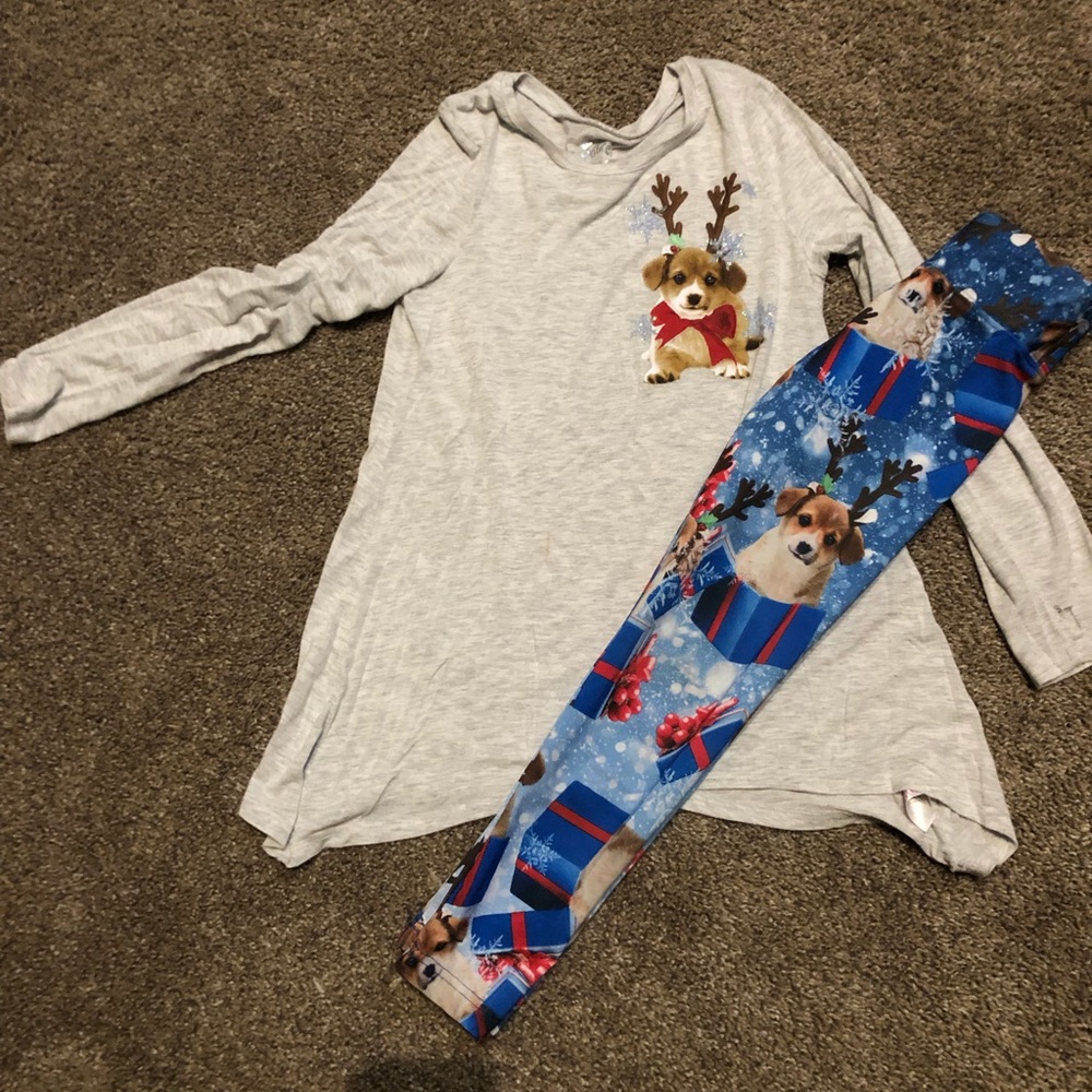 Cute Justice dog holiday leggings 🐶 🎄 size 7